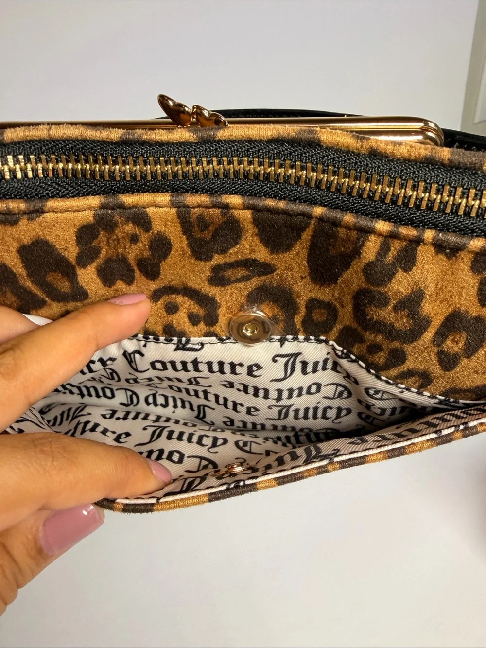 Juicy Couture Leopard-Print Shoulder Bag with Black Bow